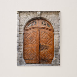 Quebra-cabeça de porta de madeira antiga