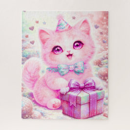 Quebra-cabeça de Presente de Gatinho Rosa Fofo