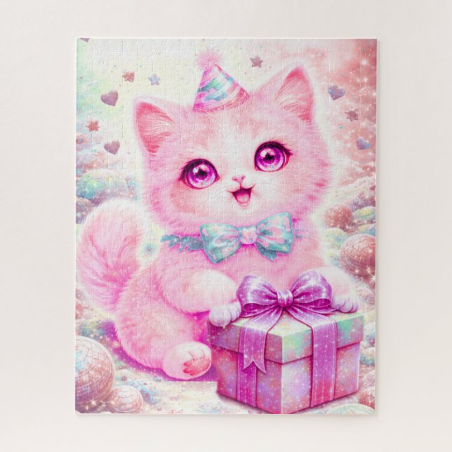 Quebra-cabeça de Presente de Gatinho Rosa Fofo (Vertical)