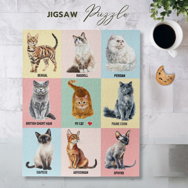 Quebra-cabeça de Raça de Gato Personalizado – Adic (Custom Cat Breed Puzzle – Add Your Own Cat)