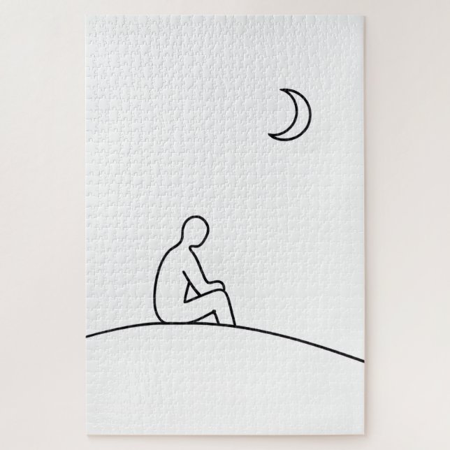 Quebra-cabeça de Reflexão Noturna Minimalista (Vertical)