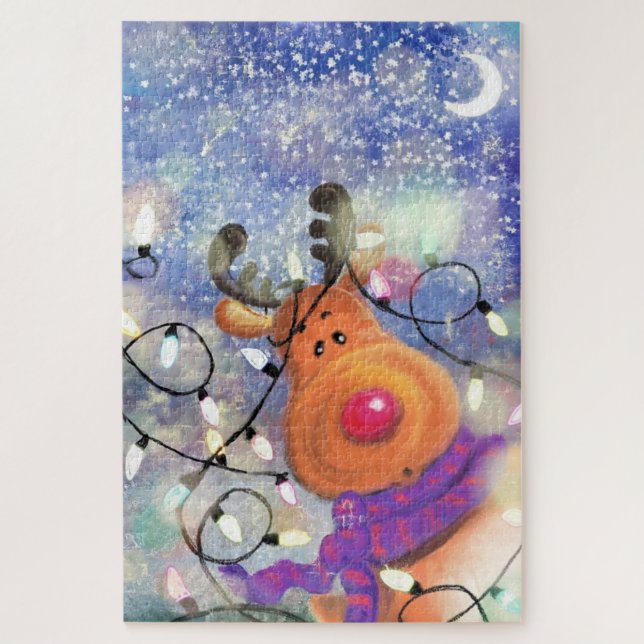 Quebra-cabeça de Reindeer de Natal (Vertical)