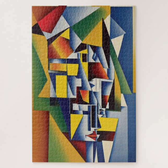 Quebra-cabeça de retrato cubista abstrato (Vertical)