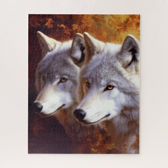 Quebra-cabeça de Retrato dos Lobos Brancos (Vertical)