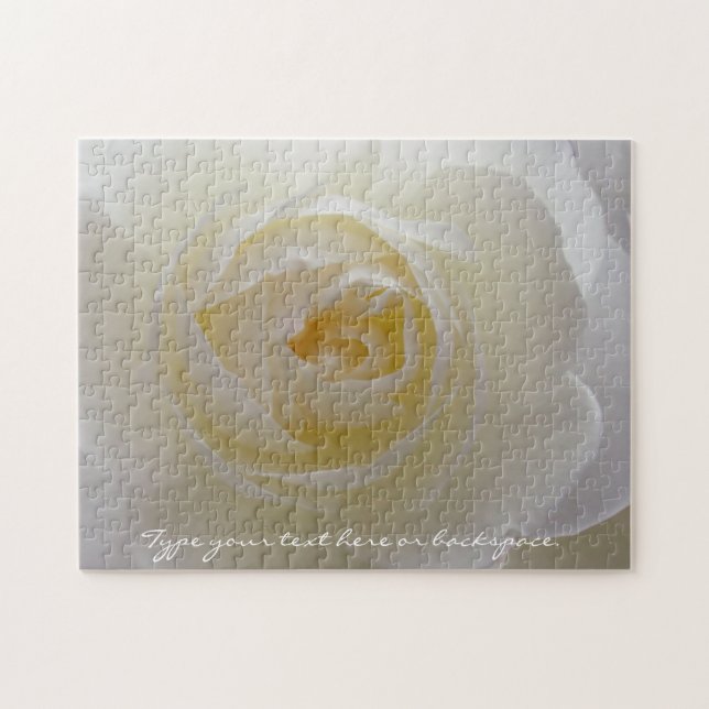 Quebra-cabeça de rosa branca personalizadas com Qu (Horizontal)