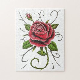 quebra-cabeça de "Rosa vermelha de estilo de tatua