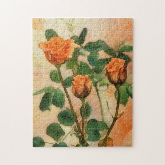 Quebra-cabeça de Rosas Laranjas Arte (Vertical)