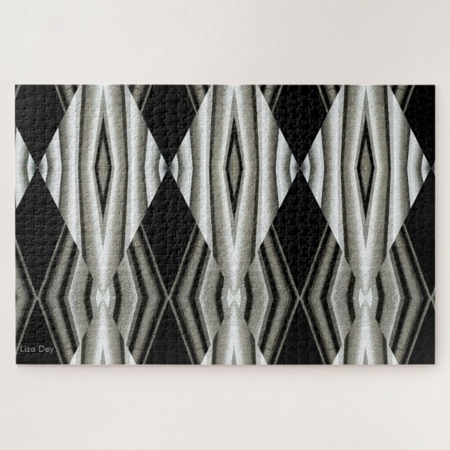 Quebra-cabeça de serra Abstrato a preto e branco (Horizontal)