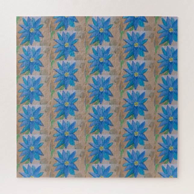 Quebra-cabeça de serra de Flor Azul (Vertical)