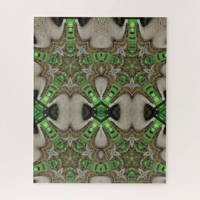 Quebra-cabeça de serra de madeira esmeralda geomét (Vertical)