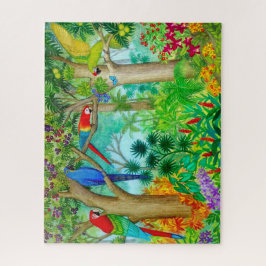 Quebra-cabeça de serra de vaivém tropical da selva