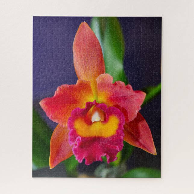Quebra-cabeça de serra vermelha e orquídea laranja (Vertical)