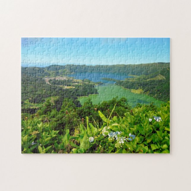 Quebra-cabeça de Sete Cidades Azore 11x14 com (Horizontal)