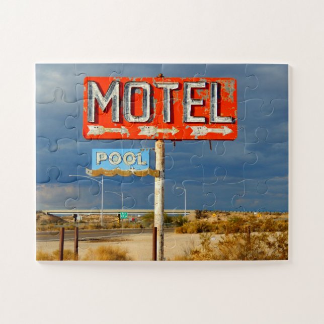QUEBRA-CABEÇA DE SINAL DO MOTEL RETRO FÁCIL (Horizontal)