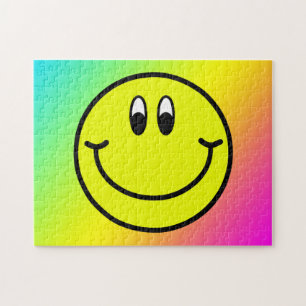 Quebra-cabeça de sorriso feliz do arco-íris de