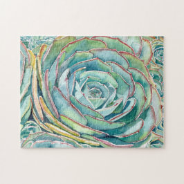 Quebra-cabeça de Sucultura: Azul Rosa Echeveria