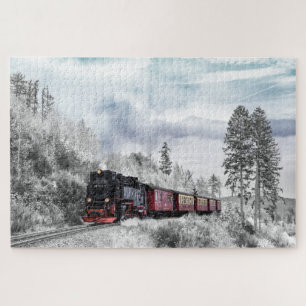 quebra-cabeça de trem de inverno