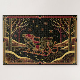 Quebra-cabeça de trenó de Natal Art Déco