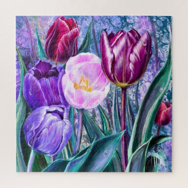 Quebra-cabeça de Tulipas Coloridas (Vertical)