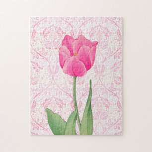 Quebra-cabeça de Tulipas Rosa do Estilo Vintage