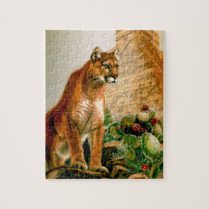 Quebra-cabeça de um puma no templo maia