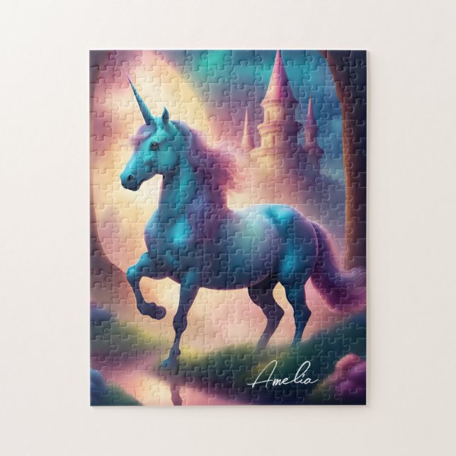 Quebra-cabeça de Unicorn | Personalizar com Nome (Vertical)