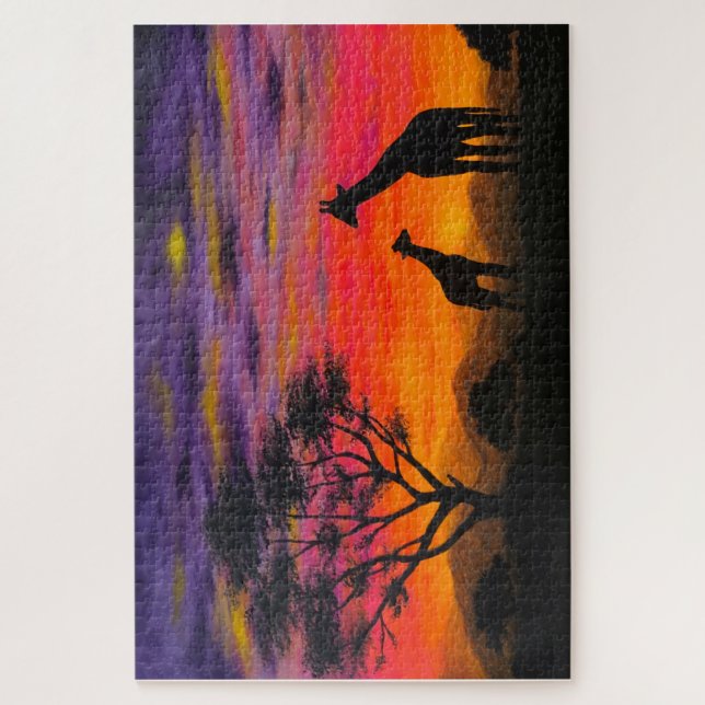 Quebra-cabeça de Varsóvia - "Girafa Sunset" (Vertical)