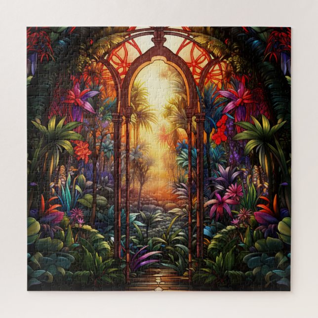 Quebra-cabeça de Vidro Mantido da Floresta Tropica (Vertical)