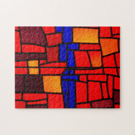 Quebra-cabeça de vidro mosaico obtido por pressão
