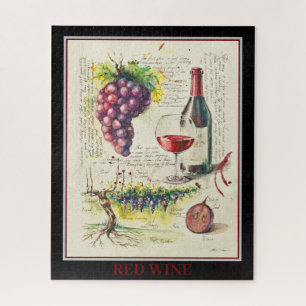 QUEBRA-CABEÇA de vinho tinto pintado EVE
