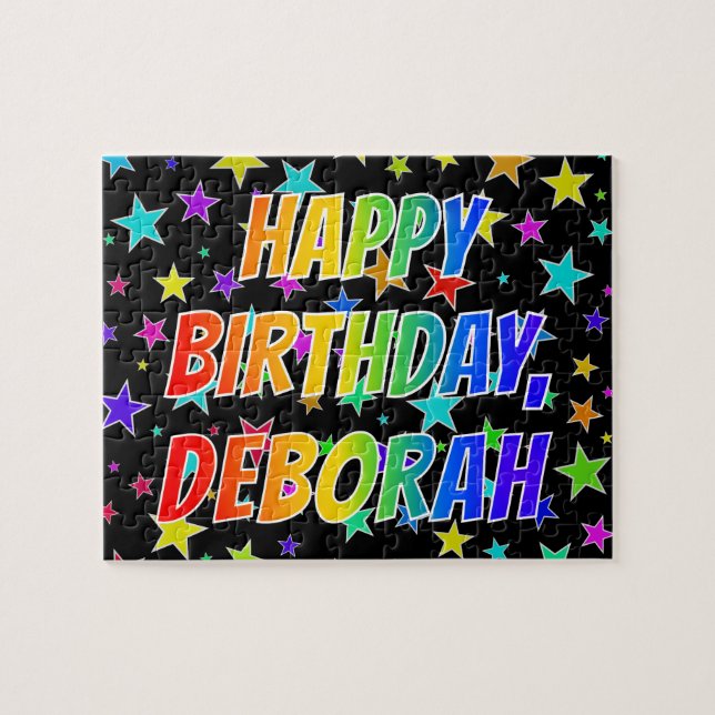 Quebra-cabeça "DEBORAH" Primeiro Nome, Diversão "FELIZ ANIVERSÁR (Horizontal)