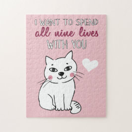 Quebra-cabeça Declaração romântica de amor de gato branco