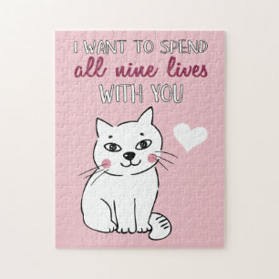 Quebra-cabeça Declaração romântica de amor de gato branco