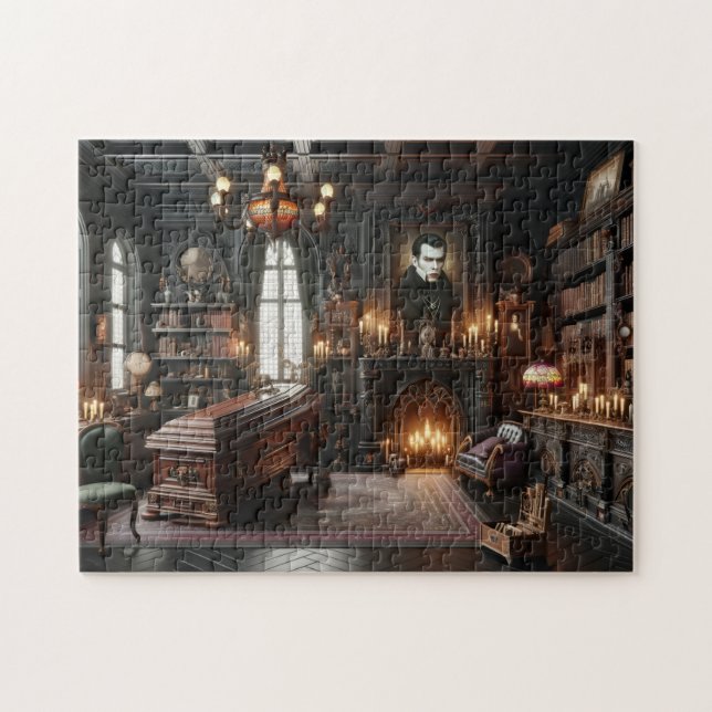 Quebra-cabeça Decoração de Casa Gótica Biblioteca de Vampiros (Horizontal)