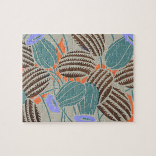 Quebra-cabeça Decoração Floral Moderna Boho em Azul Turquesa e L