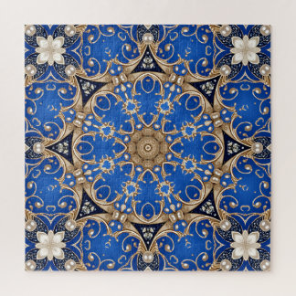 Quebra-cabeça Decorativo Azul Dourado