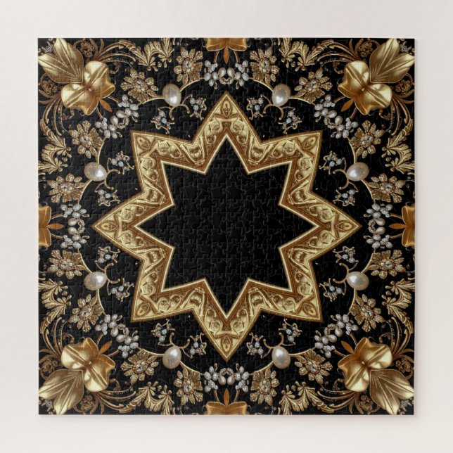 Quebra-cabeça decorativo dourado (Vertical)