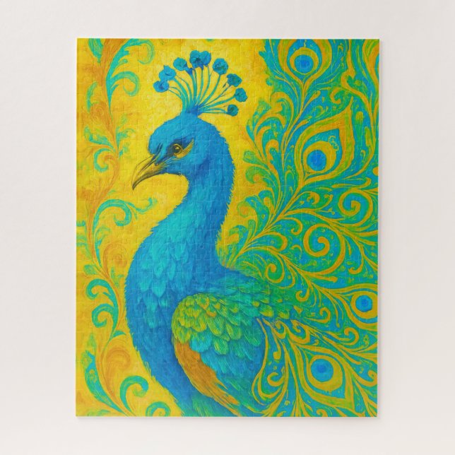 Quebra-cabeça Decorativo Turquesa Peacock Elegante (Vertical)