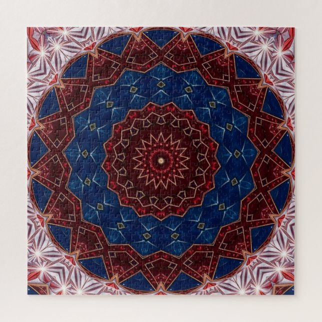 Quebra-cabeça Decorativo Vermelho Azul (Vertical)