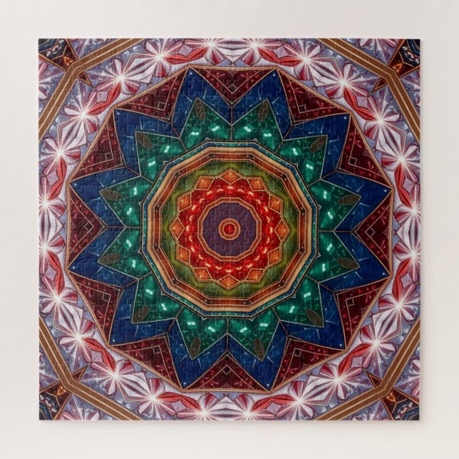 Quebra-cabeça Decorativo Vermelho Azul (Vertical)