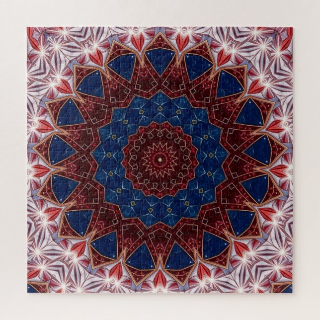 Quebra-cabeça Decorativo Vermelho Azul (Vertical)