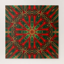 Quebra-cabeça Decorativo Vermelho Verde