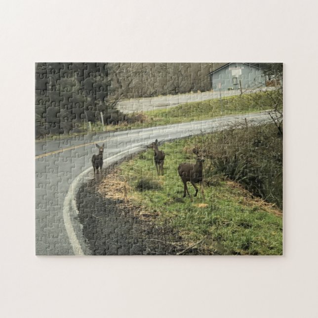 Quebra-cabeça Deer on Road, Cape Desapontamento, WA (Horizontal)
