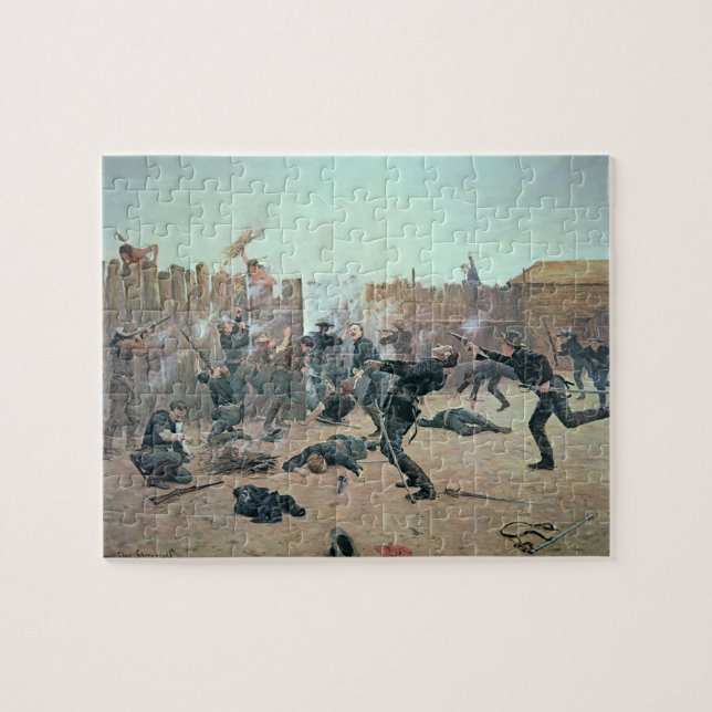 Quebra-cabeça Defendendo o forte: Os indianos atacam uma (Horizontal)