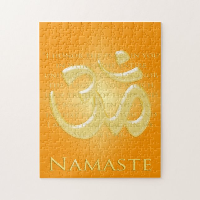 Quebra-cabeça Definição de Namaste com símbolo Om - em laranja (Vertical)