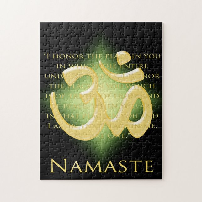 Quebra-cabeça Definição de Namaste com símbolo Om - em preto (Vertical)