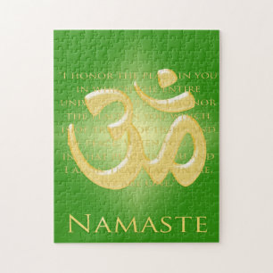 Quebra-cabeça Definição de Namaste com símbolo Om - em Verde