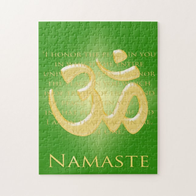 Quebra-cabeça Definição de Namaste com símbolo Om - em Verde (Vertical)