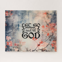 Deixe Deus Coral Blue Floral Art Christian