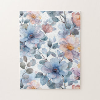 Quebra-cabeça Delicar o padrão floral de aquarela em cor pastel